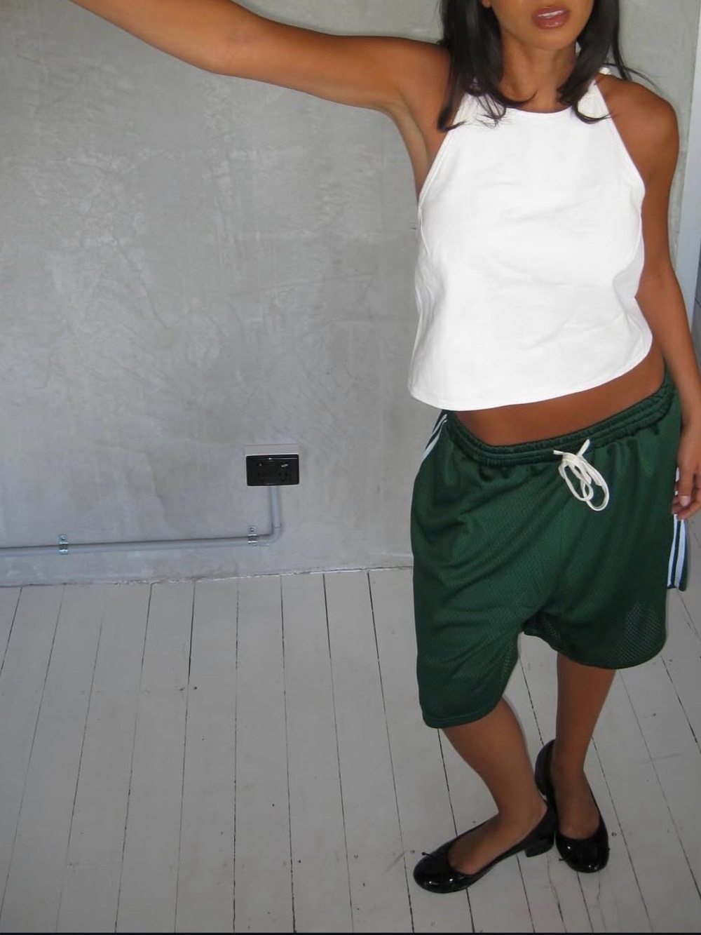 Women’s Athletic Mesh Drawstring Shorts in Forest Green